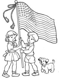 Американський прапор, який тримають діти
