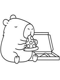 Капібара їсть піцу