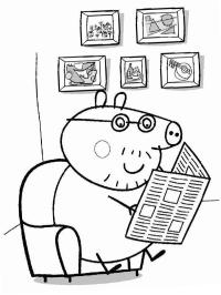 Тато Свин читає газету