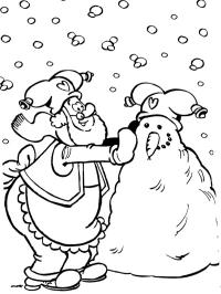 Гном Плоп ліпить сніговика