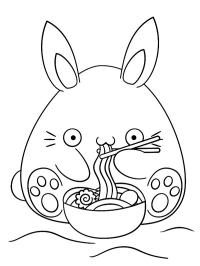 Кавайний Кролик їсть локшину