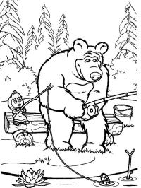 Маша і ведмідь ловлять рибу