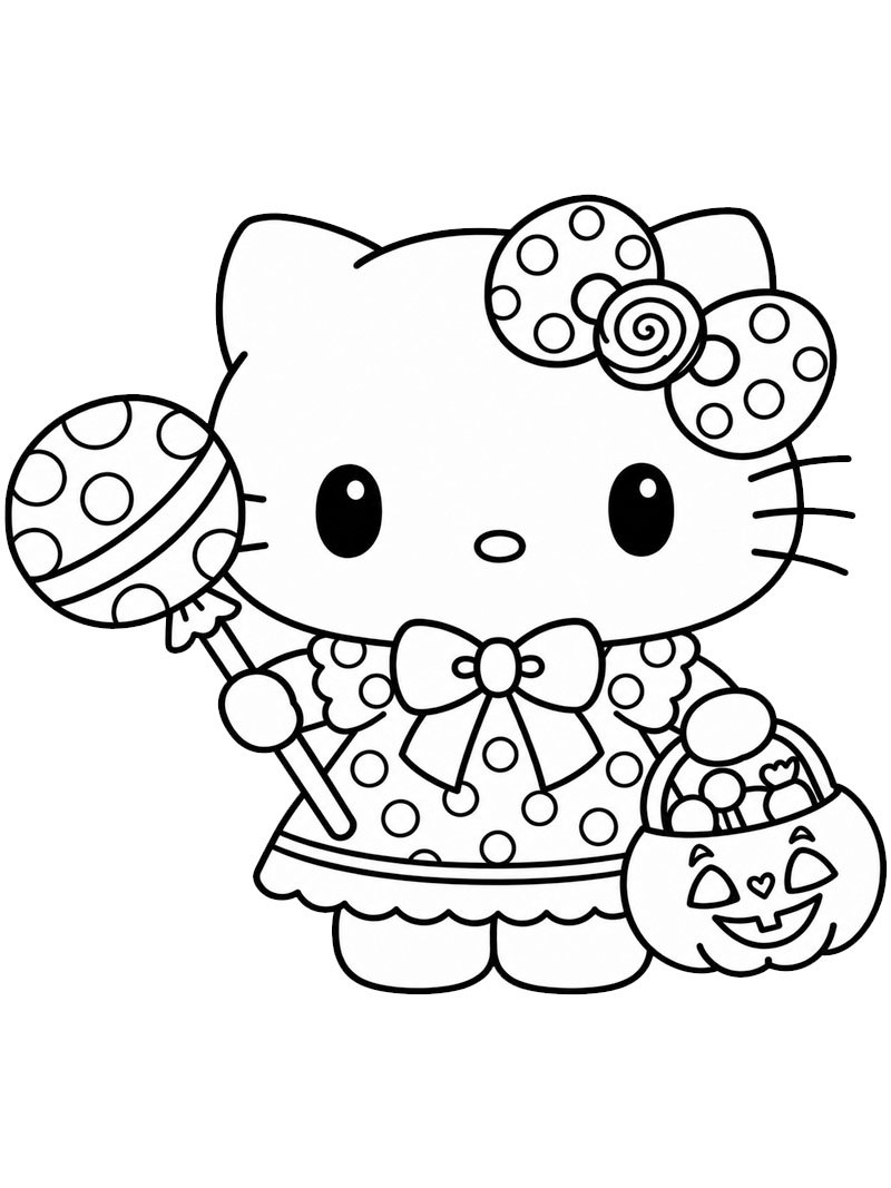 Hello Kitty: Цукерки або капості Розмальовка Hello Kitty: Цукерки або капості Розмальовка