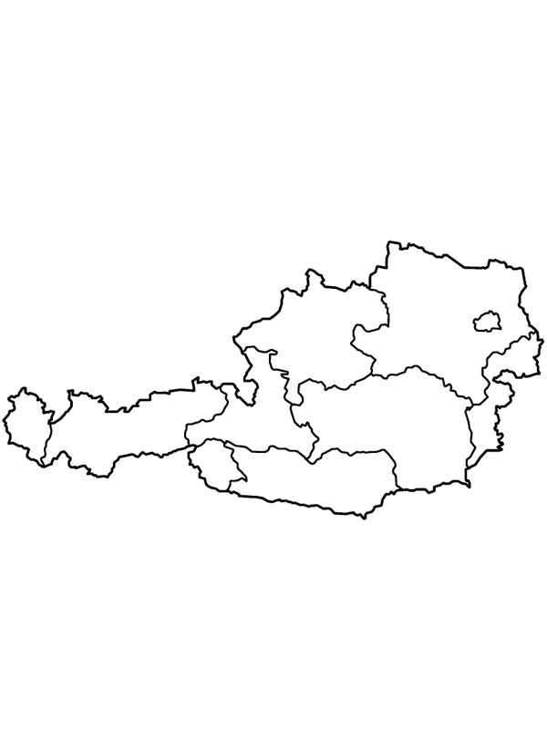 Карта Австрії Розмальовка Карта Австрії Розмальовка