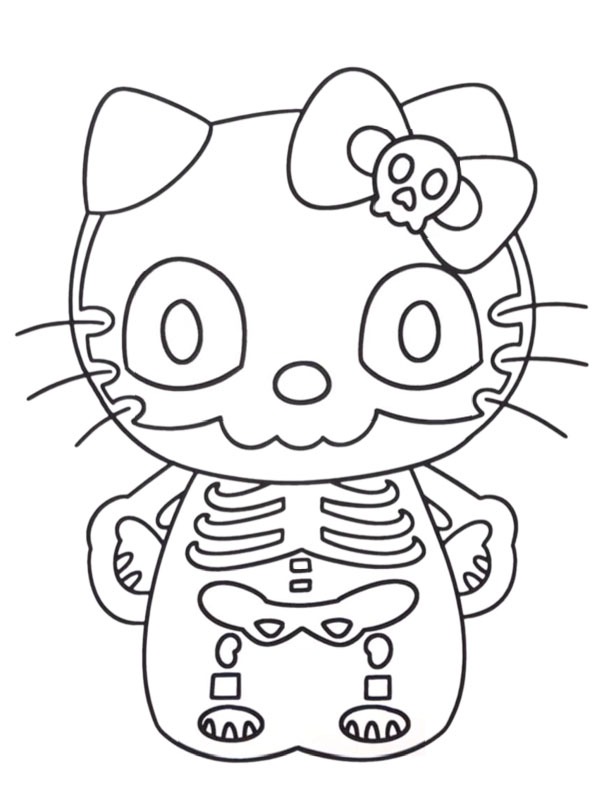 Скелет Hello Kitty Розмальовка Скелет Hello Kitty Розмальовка